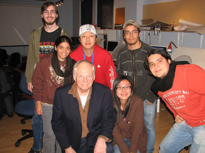Richard Williams with students from VanArts' 3D Animation program.