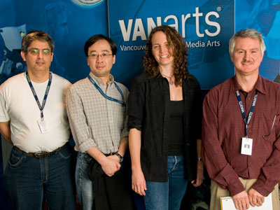  VanArts animation instructors Gerard De Souza and Lawrence Wong, special guest Jericca Cleland, and 3D Animation Department Head Calvin Leduc.